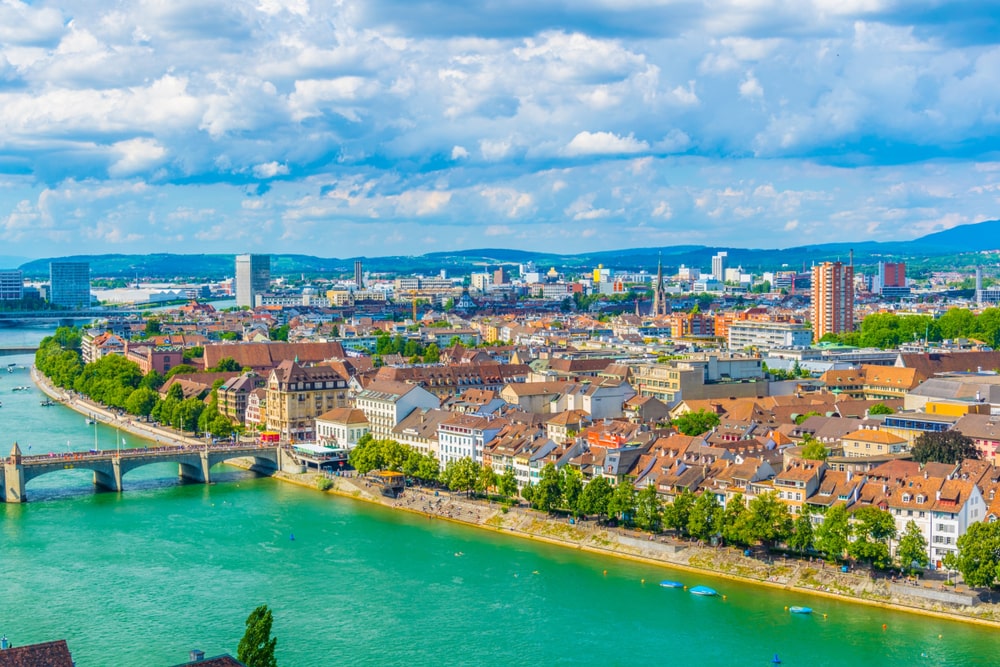 Riverside of Rhine in Basel, Switzerland