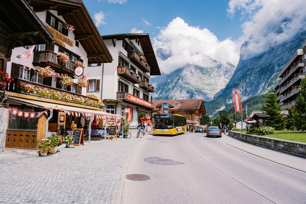 Grindelwald, Switzerland, with the iconic peaks of Eiger, Jungfrau, and Faulhorn in the Swiss Alps
