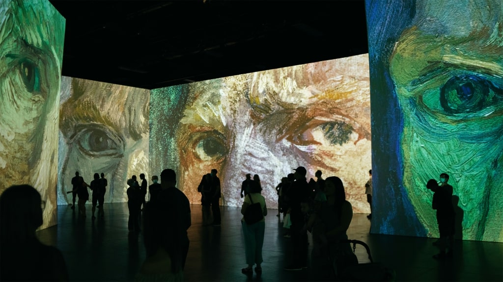 An immersive art exhibition brings Van Gogh's intense, swirling brushstrokes to life.
