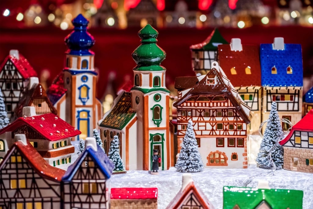 A closer look at Christmas Market winter fair in Bavaria, Germany.