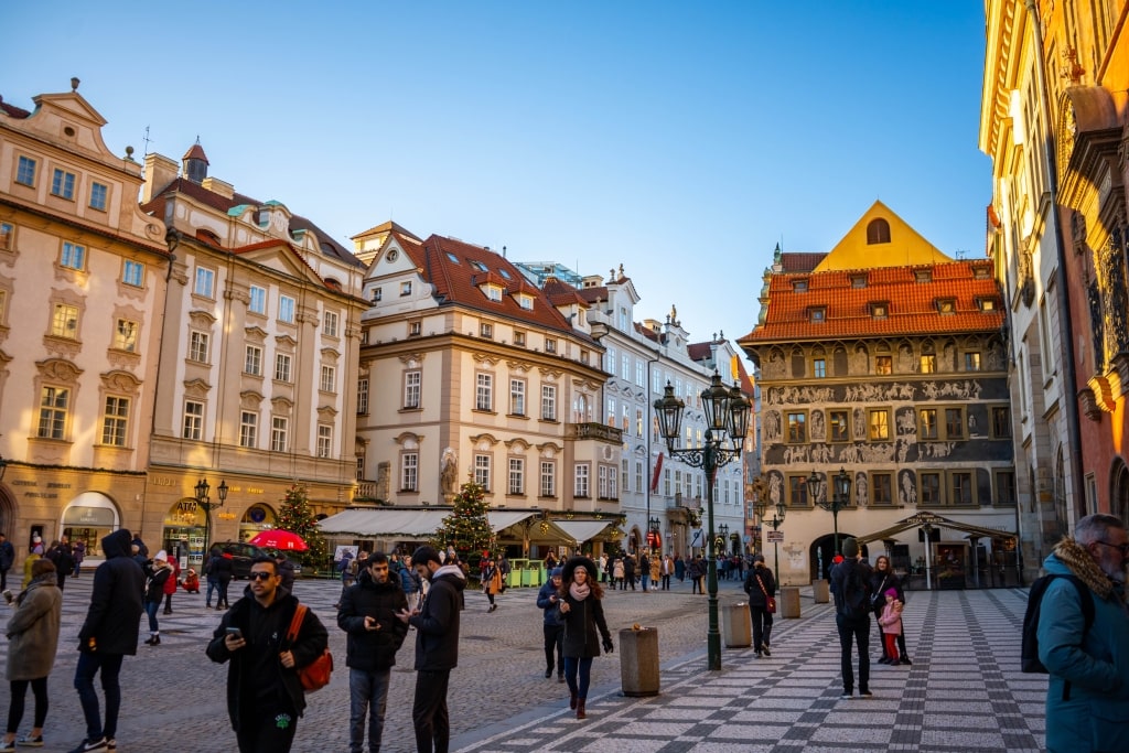 Christmas view of the Old Town Square in Prague, Czech Republic.