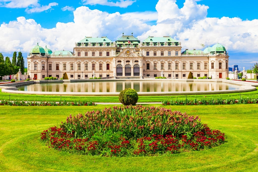 Panoramic view of palace Belvedere during Christmas.