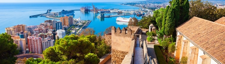 Malaga Fortress walls. Malaga is a city in the Andalusia community in Spain.
