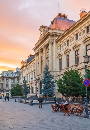 Night street of the Old Town located in the city center of Bucharest