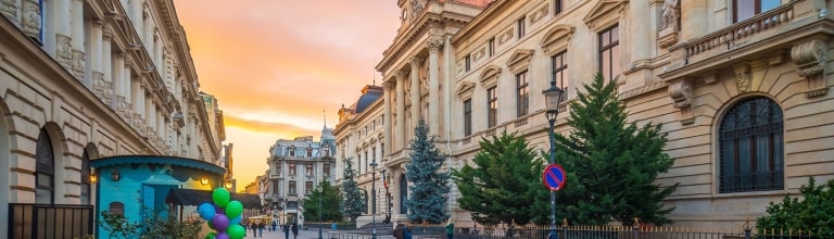 Night street of the Old Town located in the city center of Bucharest