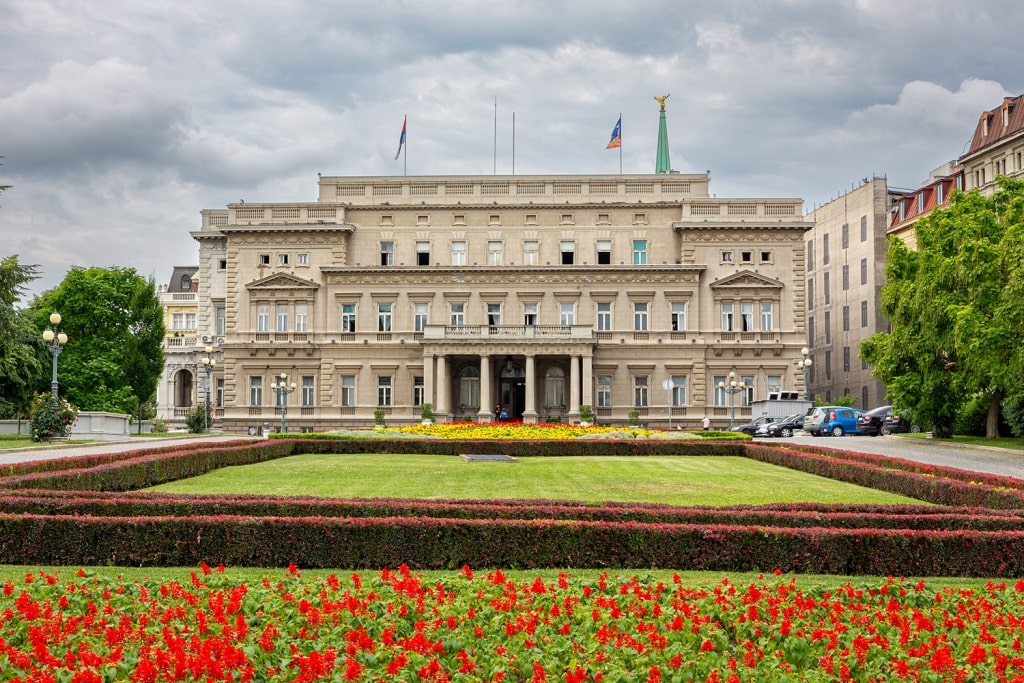 Novi Dvor (New Palace) in Belgrade, Serbia, residence of the President of Serbia during springtime