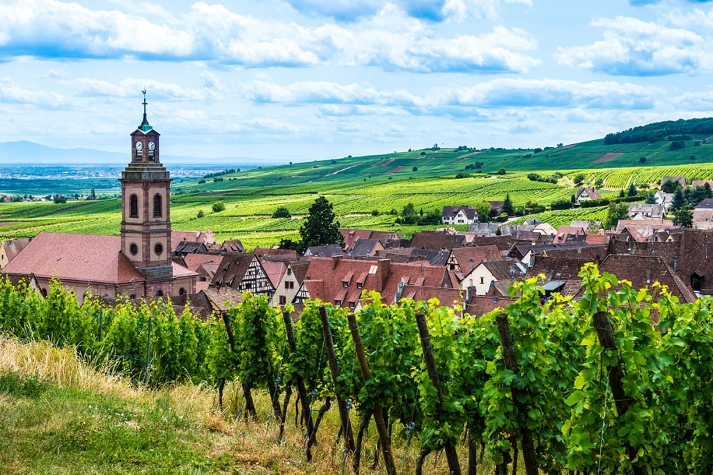 Riquewihr village on sunset, Alsace, France