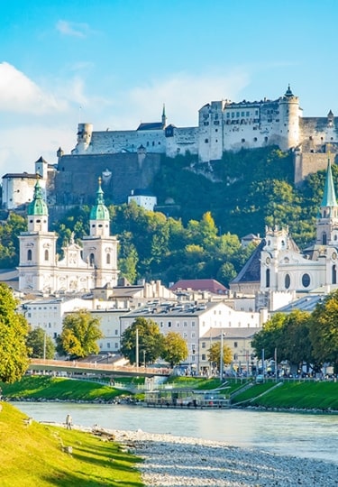 Scenic view of Salzburg old town skyline.