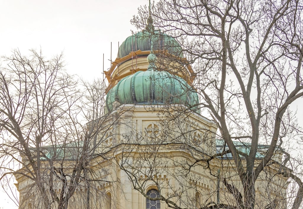 The detailed domes of the St. Dimitar Cathedral stand as a landmark in Vidin's Old Town.