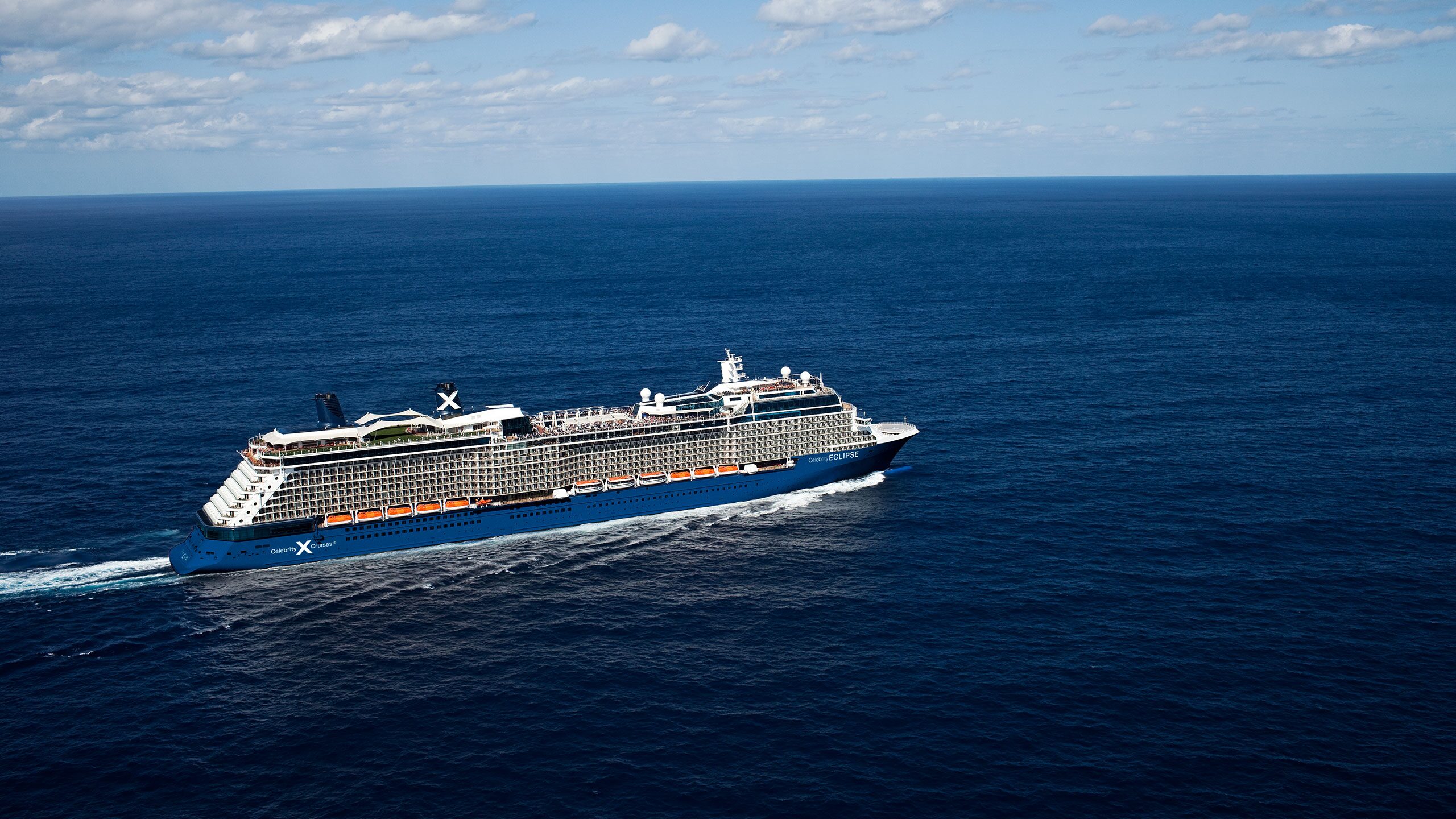 cruise ship blue hull